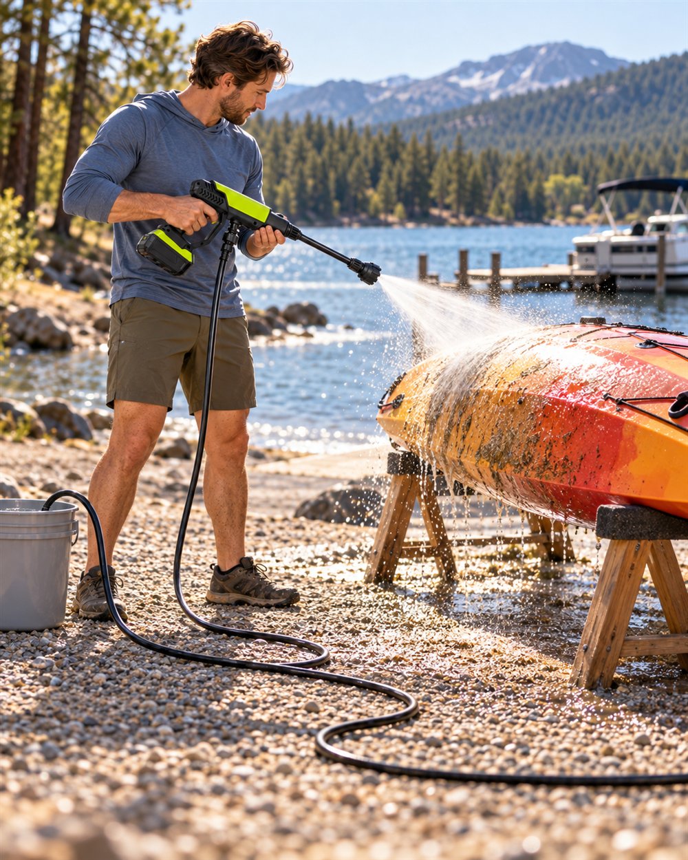 Kayak and boat