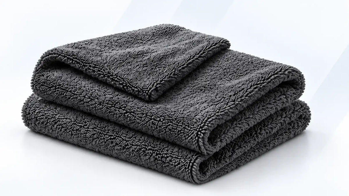 Folded premium microfiber towel