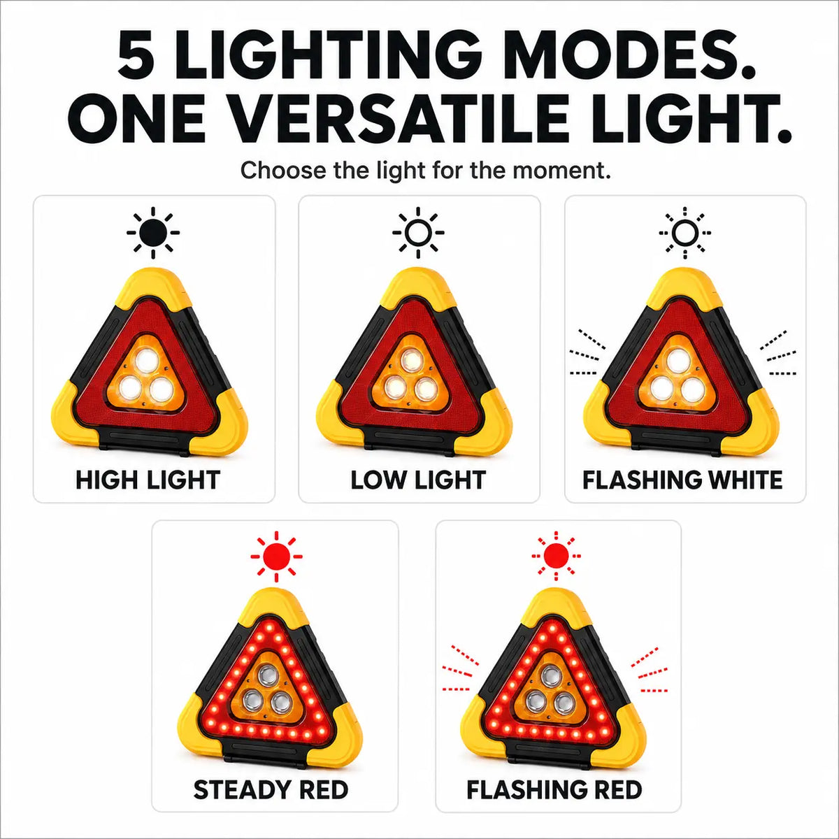 TechCar™ 4-in-1 LED Warning Triangle