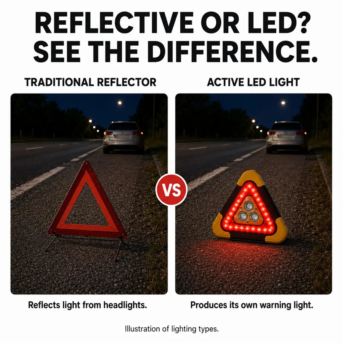 TechCar™ 4-in-1 LED Warning Triangle
