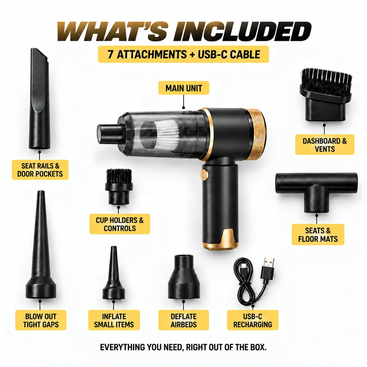 TechCar™ VacPro 4-in-1 Car Vacuum