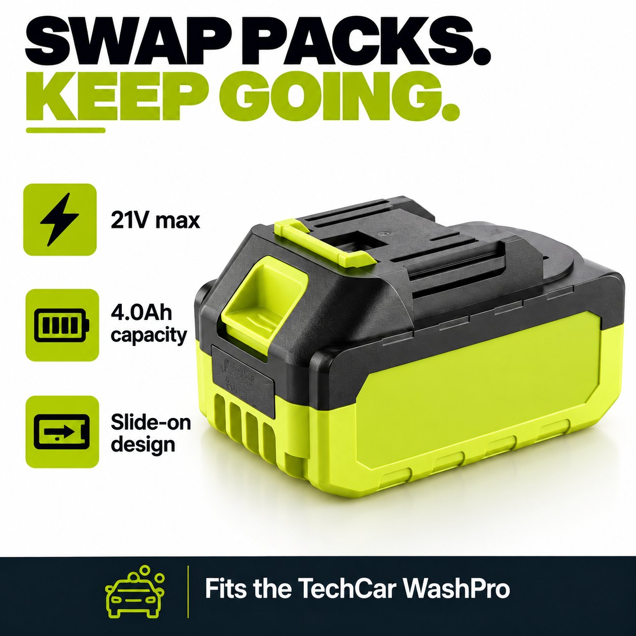 TechCar 21V 4.0Ah Lithium Battery
