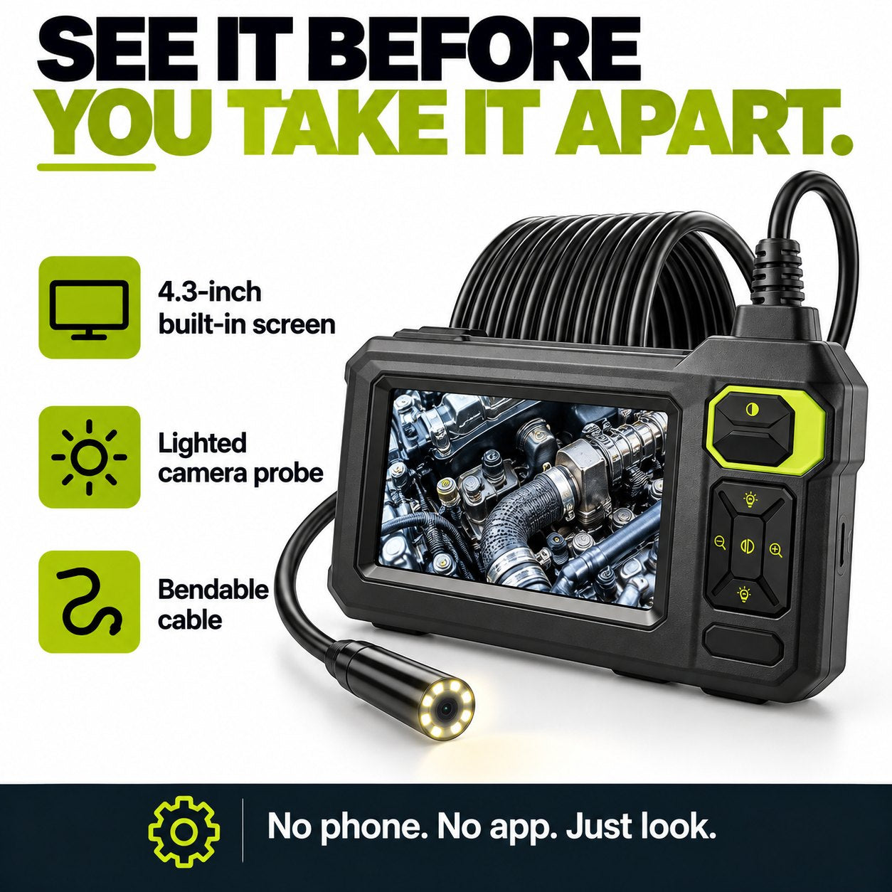 TechCar ClearView Inspection Camera, 4.3" Screen
