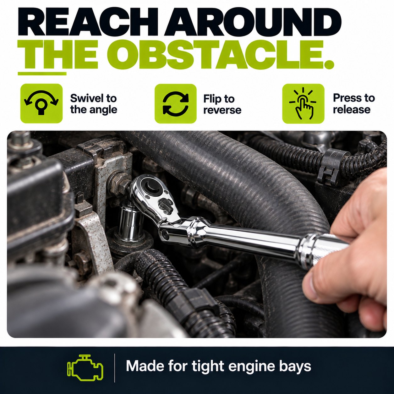 TechCar FlexHead Ratchet Set, 10 Pieces
