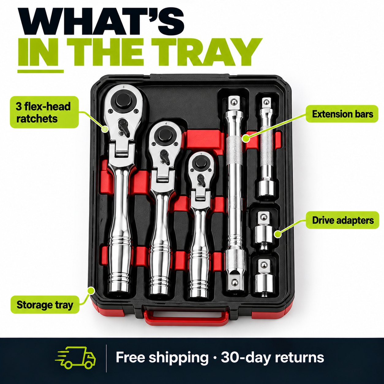 TechCar FlexHead Ratchet Set, 10 Pieces