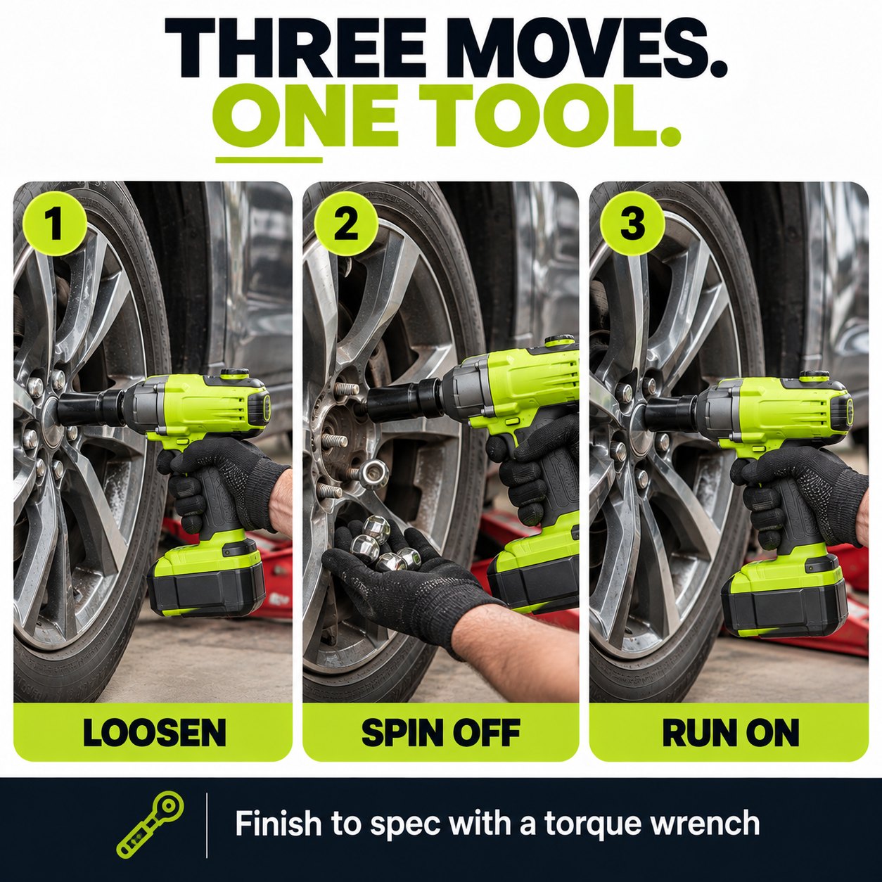 TechCar TorqueDrive 1/2" Brushless Impact Wrench Kit