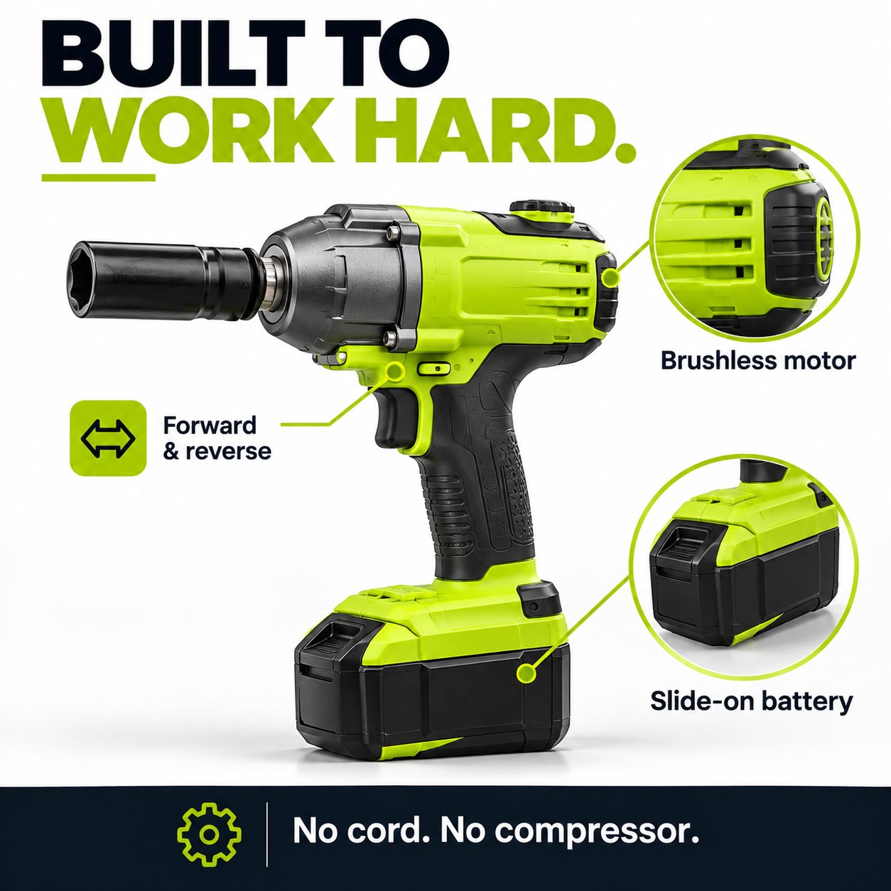 TechCar TorqueDrive 1/2" Brushless Impact Wrench Kit