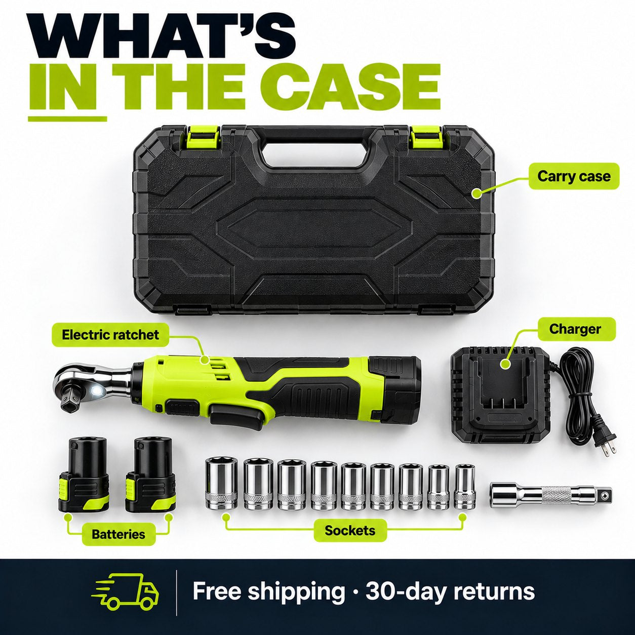 TechCar QuickTurn 12V Electric Ratchet Kit