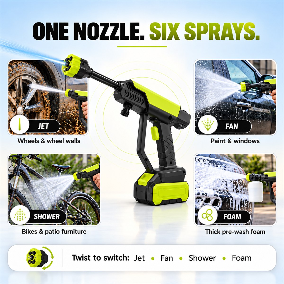TechCar WashPro — Cordless Pressure Washer