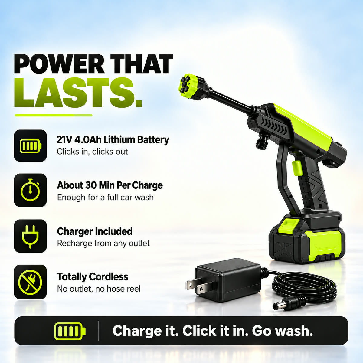 TechCar WashPro — Cordless Pressure Washer