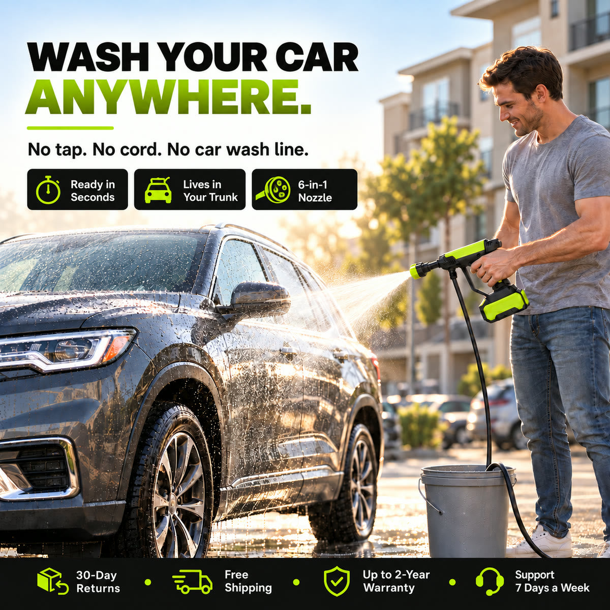 TechCar WashPro — Cordless Pressure Washer